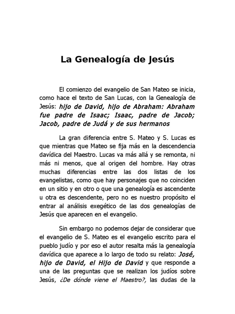La Genealogía de Jesús | Evangelios | María, madre de Jesús