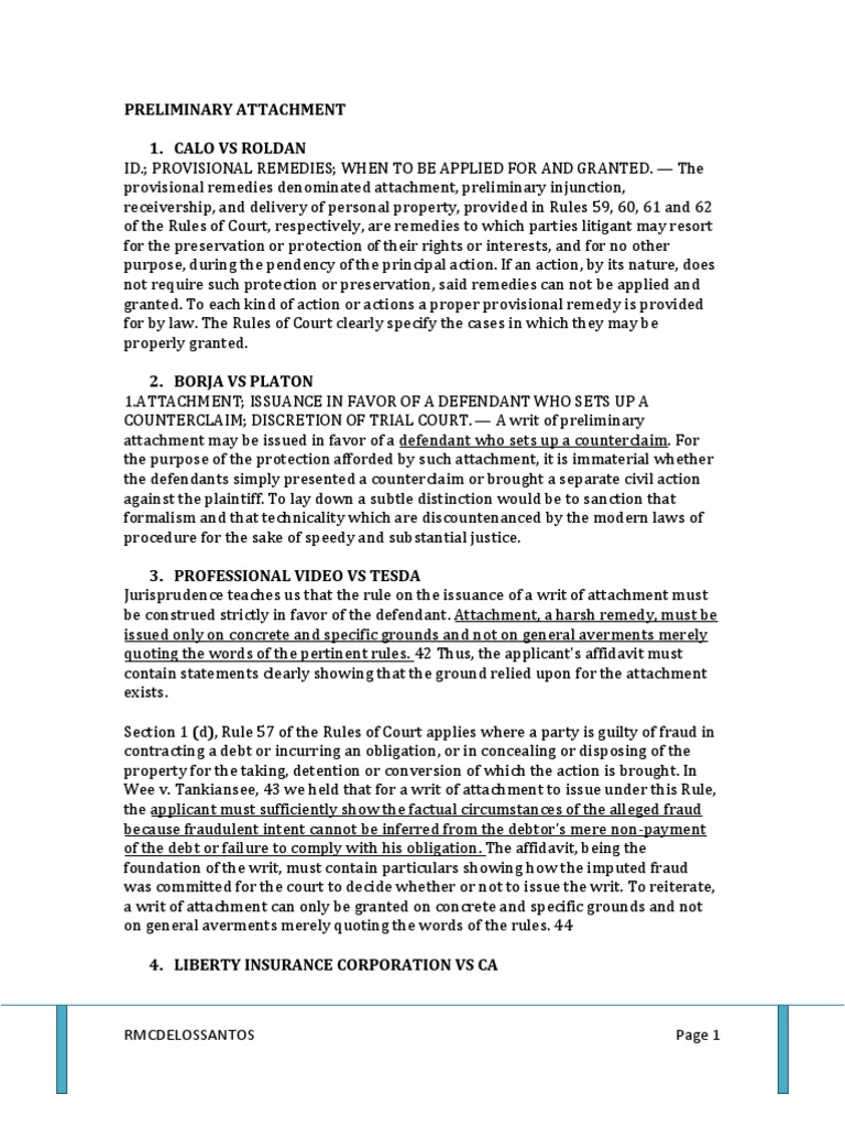 Provisional Remedies Case Doctrines PDF Injunction Receivership