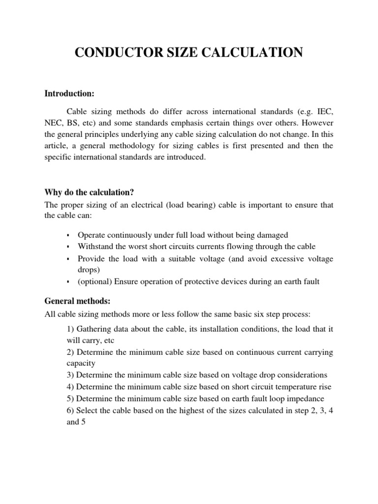Conductor Size Calculation PDF Alternating Current Electrical Impedance