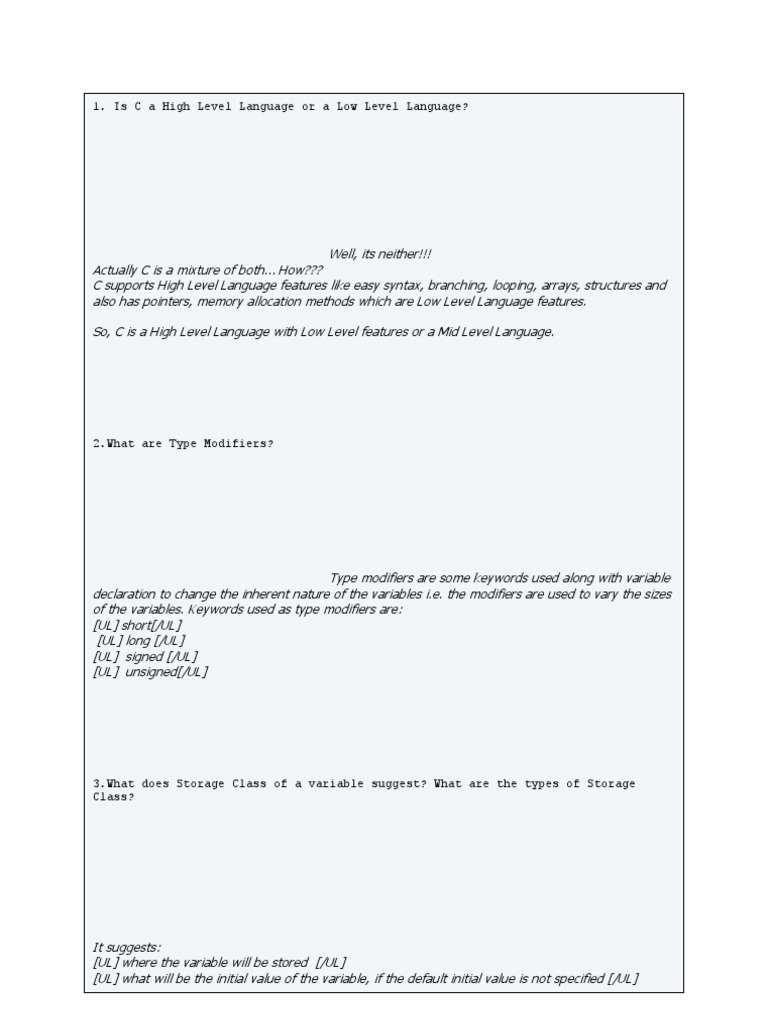 Is C A High Level Language or A Low Level Language? | PDF | C ...