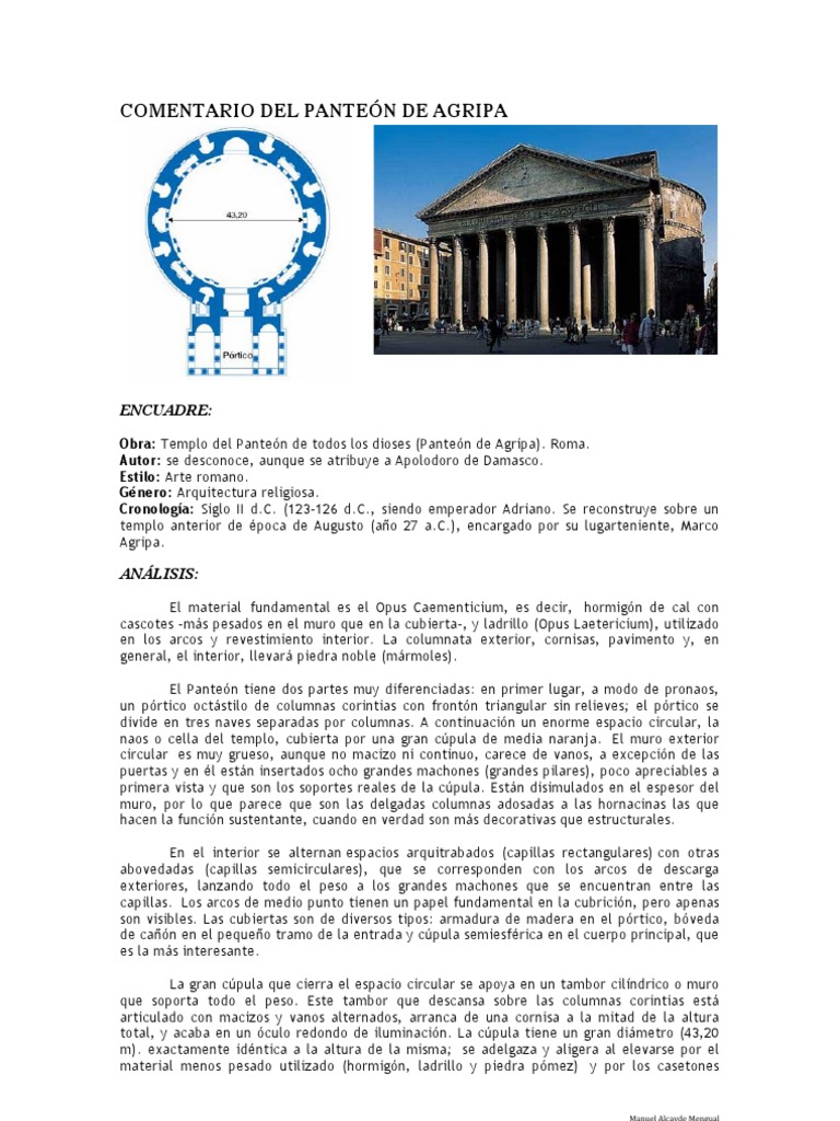Comentario sobre el Panteón de Agripa | PDF | templo | Hazme