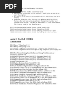 Astra Fault Codes