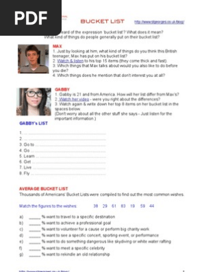 Free TEFL Lesson Plan - Bucket List