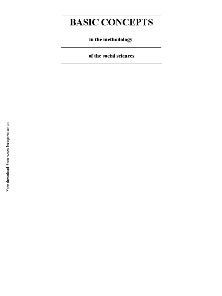 Basic Concepts The Methodology of The Social Sciences HSRC Studies in ...