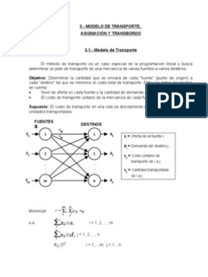 Modelos de Transporte, Asignación y Transbordo. | PDF | Transporte | Matriz  (Matemáticas)