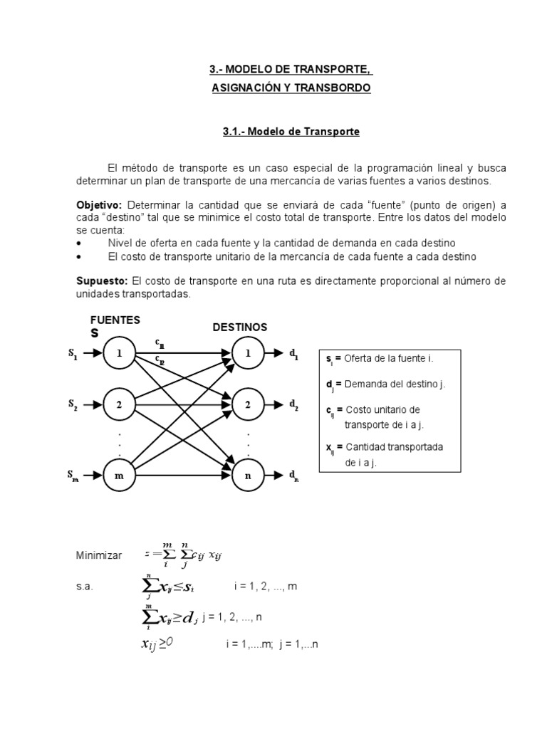 Modelos de Transporte, Asignación y Transbordo. | PDF | Transporte | Matriz  (Matemáticas)