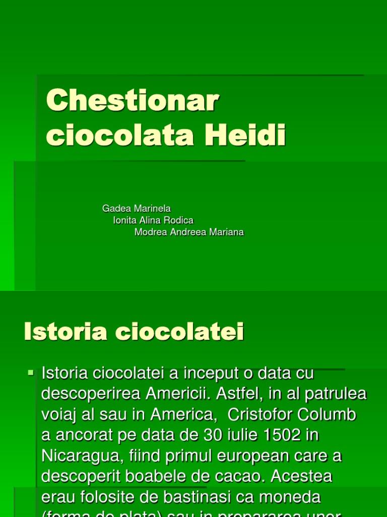 Chestionar Studiu De Piata Ciocolata