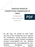 Combination Order by Competition Commission of India: An Analysis Kumud Malviya ID NO. 477