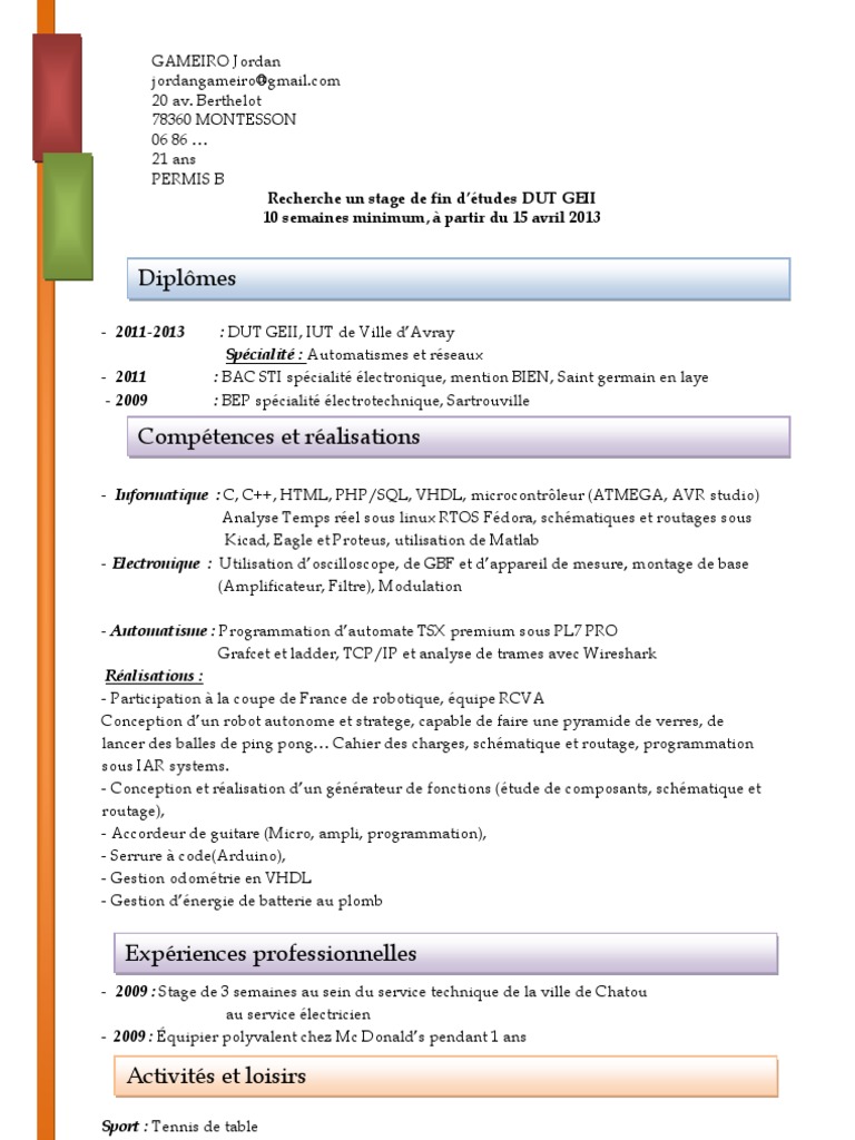 Lettre De Motivation Iut Geii Perodua t