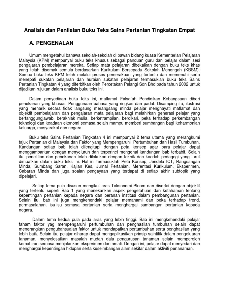 Analisis Buku Teks Sains Pertanian F4 Pdf