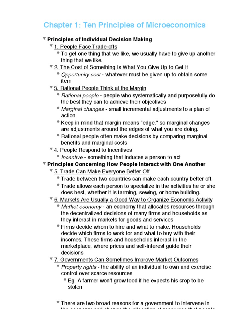 Ten Principles of Microeconomics PDF Microeconomics Economics