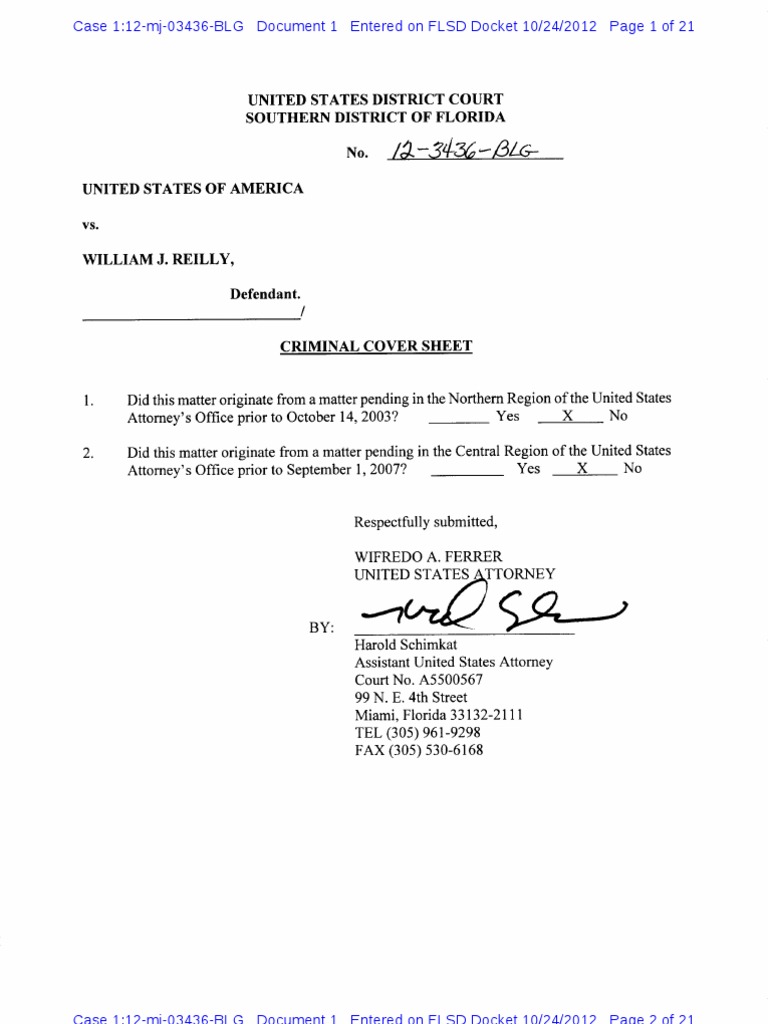 USA V Reilly Doc 1 Filed 24 Oct 12 | PDF | Business