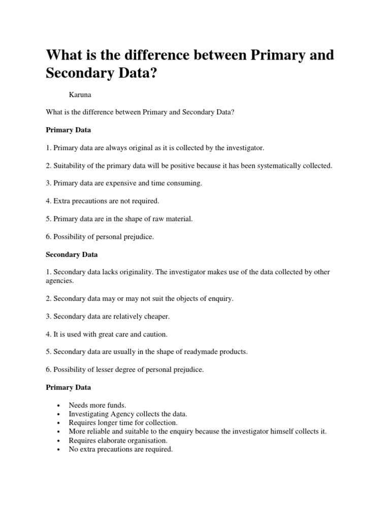 What Is The Difference Between Primary and Secondary Data | PDF