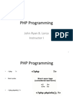 PHP Programming: John Ryan B. Lorca Instructor I