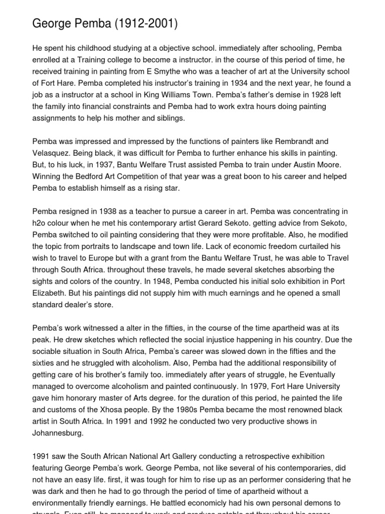 George Pemba: A Journey Through Art | PDF | Apartheid | Paintings