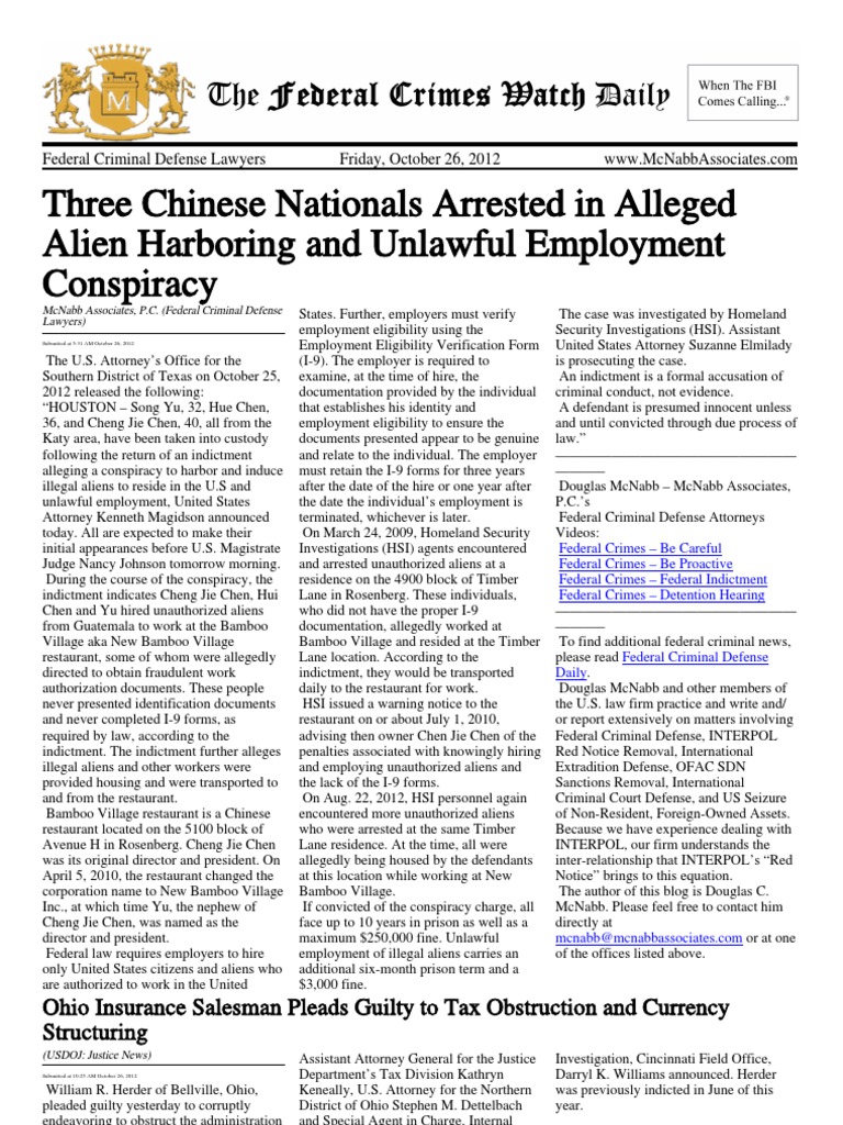 Federal Criminal Lawyer Douglas McNabb of McNabb Associates News On