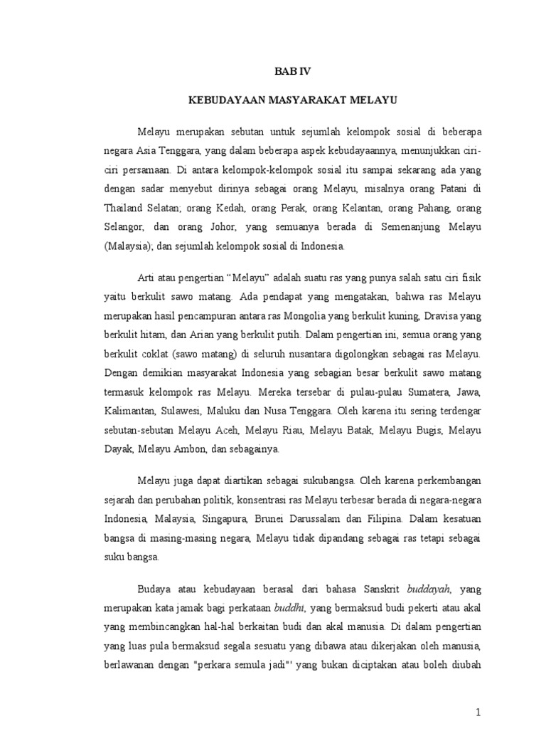 Bab Iv Kebudayaan Masyarakat Melayu