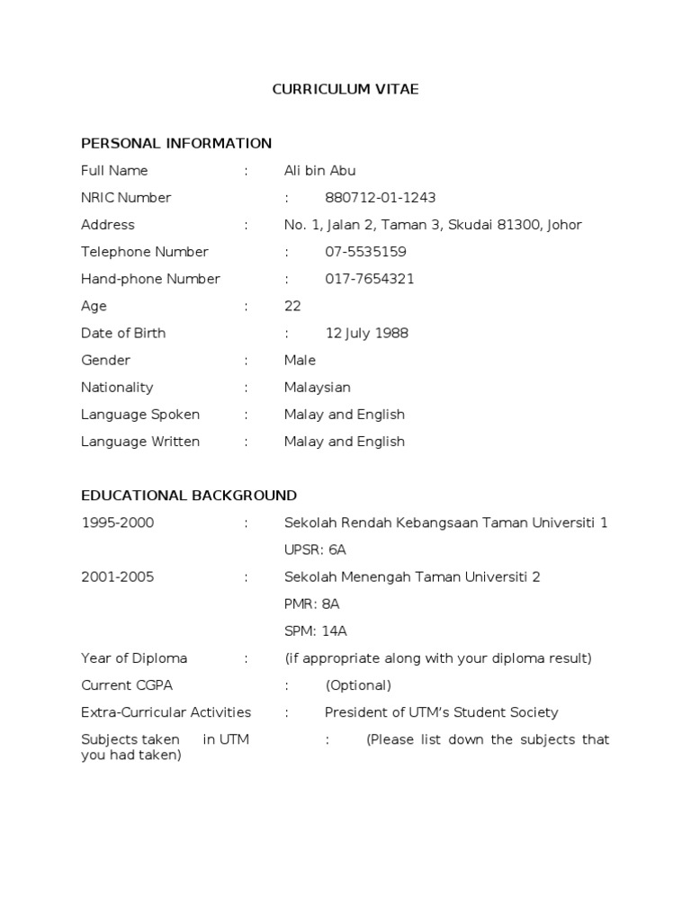 Curriculum Vitae-sample