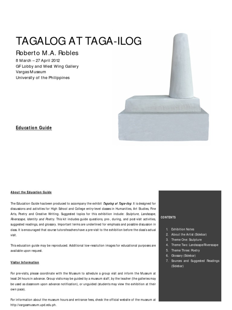 Tagalog at TagaIlog Education Guide PDF Relief Sculpture