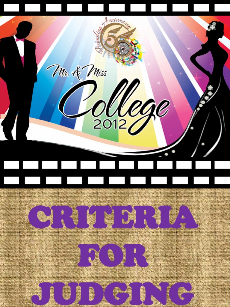 Criteria for Judging Mr & Ms College 2012