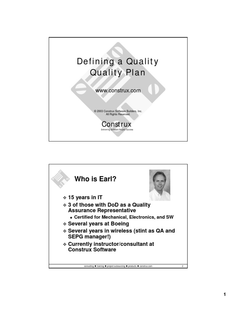 Quality Plans | PDF