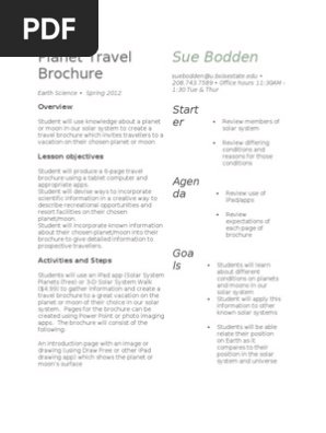 Planet Travel Brochure