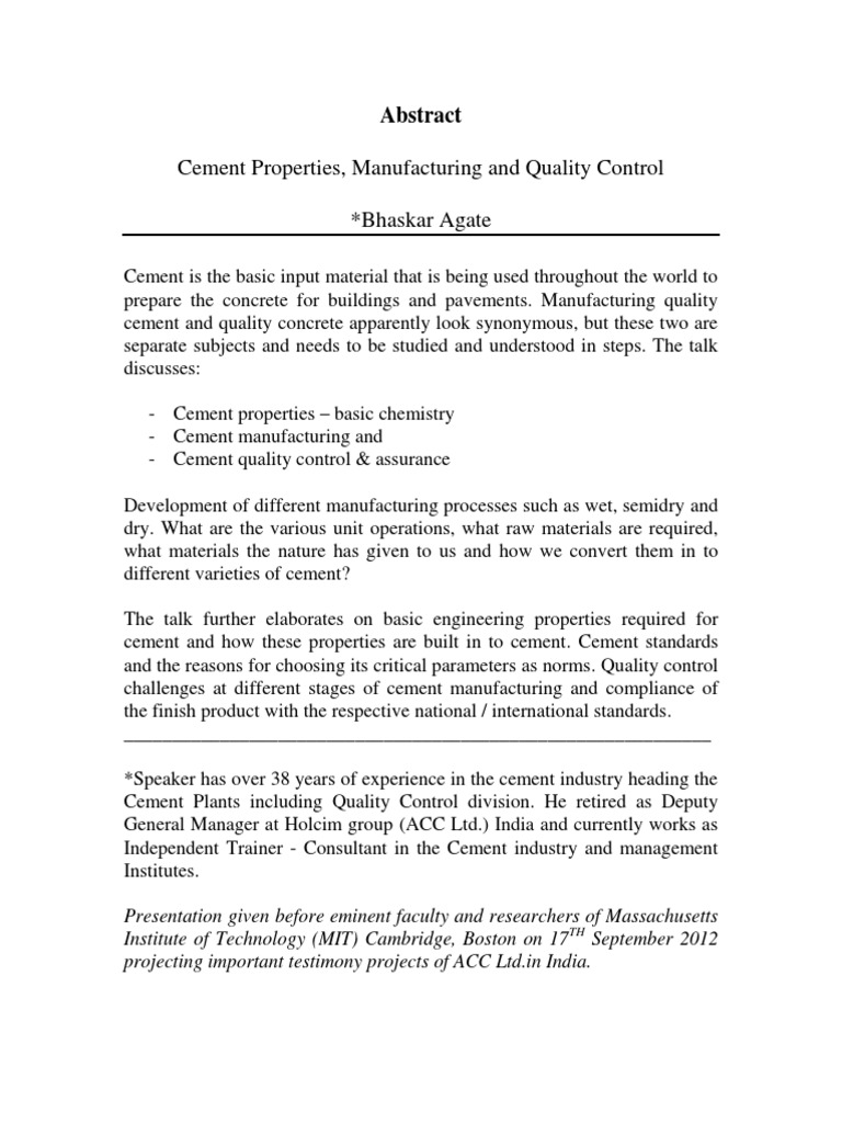 Cement Quality Control and Processes | PDF | Technology & Engineering