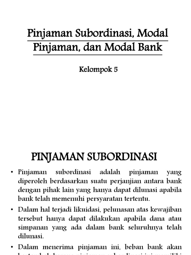 Pinjaman Subordinasi Modal Pdf