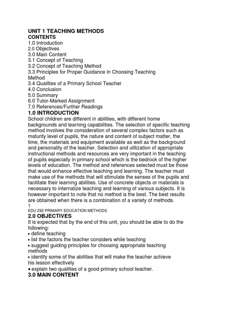 Unit 1 Teaching Methods | PDF | Teaching Method | Teachers