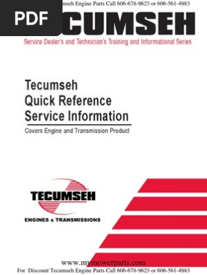 Tecumseh Quick Reference And Troubleshooting For Engines And Transmissions 695933 Carburetor Internal Combustion Engine