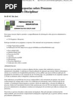 Perguntas e Respostas sobre Processo Administrativo Disciplinar - IF-SC São José