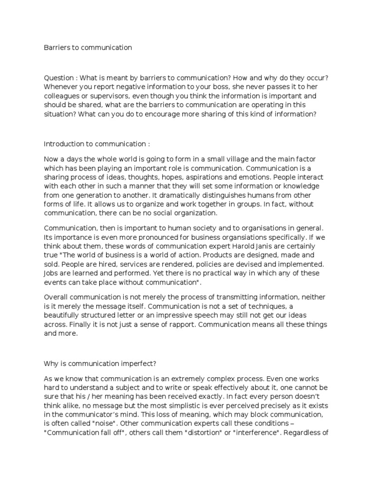Understanding Barriers to Communication | PDF | Perception | Attitude ...