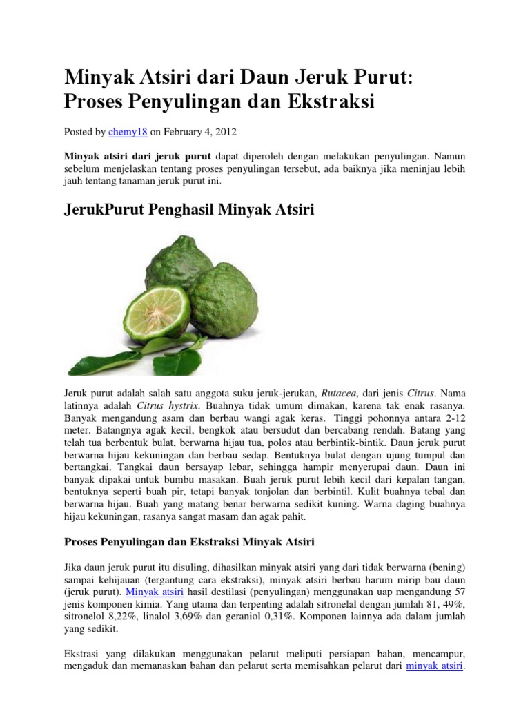 Minyak Atsiri Dari Daun Jeruk Purut | PDF