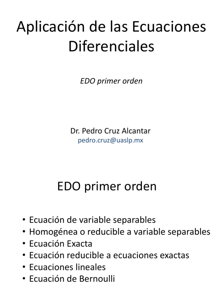 Aplicaciones De Las Edo De Primer Orden