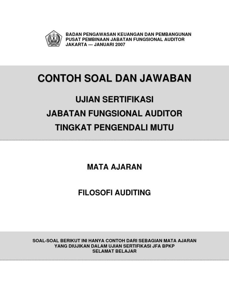 Contoh Soal Filosofi Auditing JFA | PDF