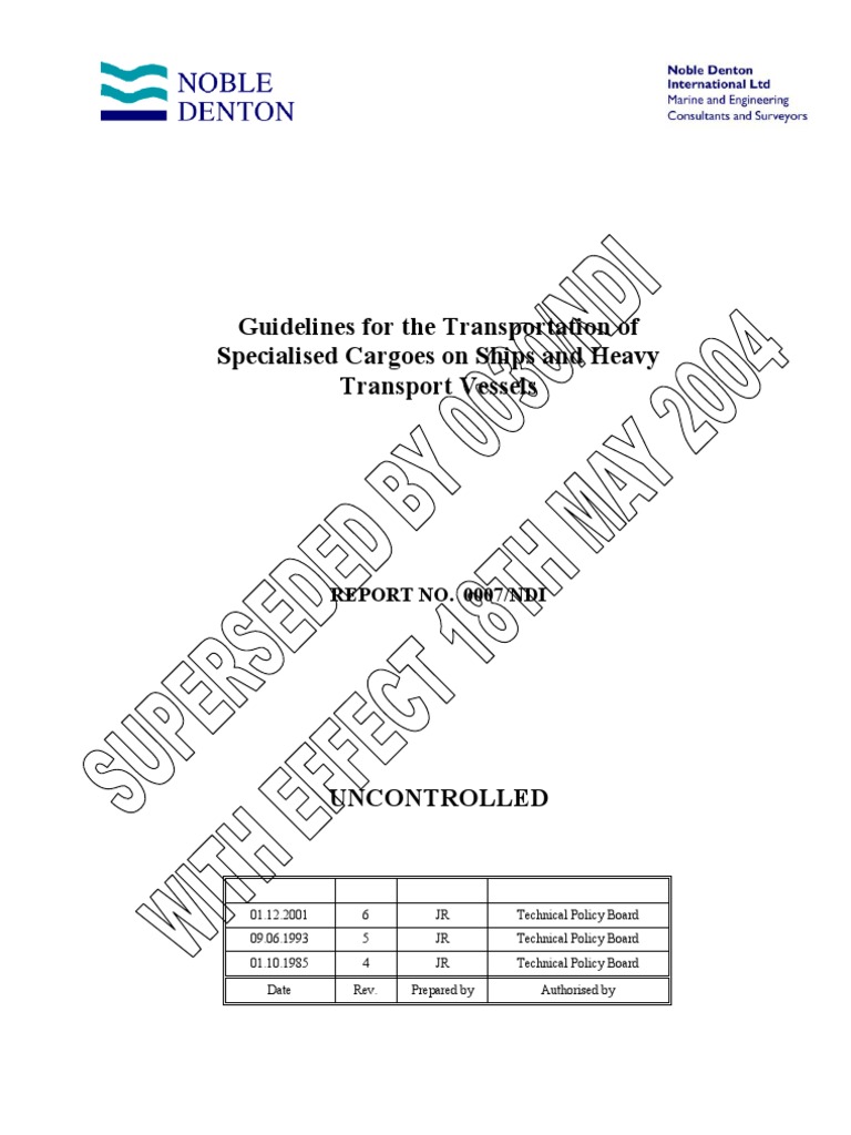 00076 Guidelines For The Transportation of Specialised Cargoes On