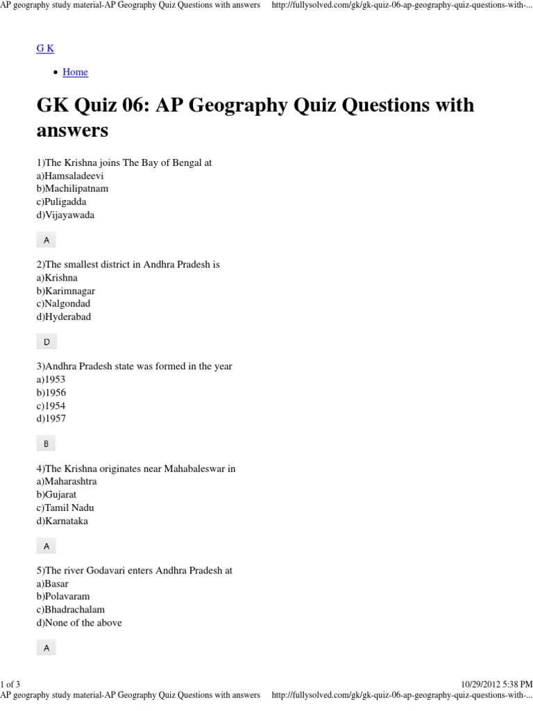Ap Geography Study Material Ap Geography Quiz Questions With Answers Agronomy Agriculture