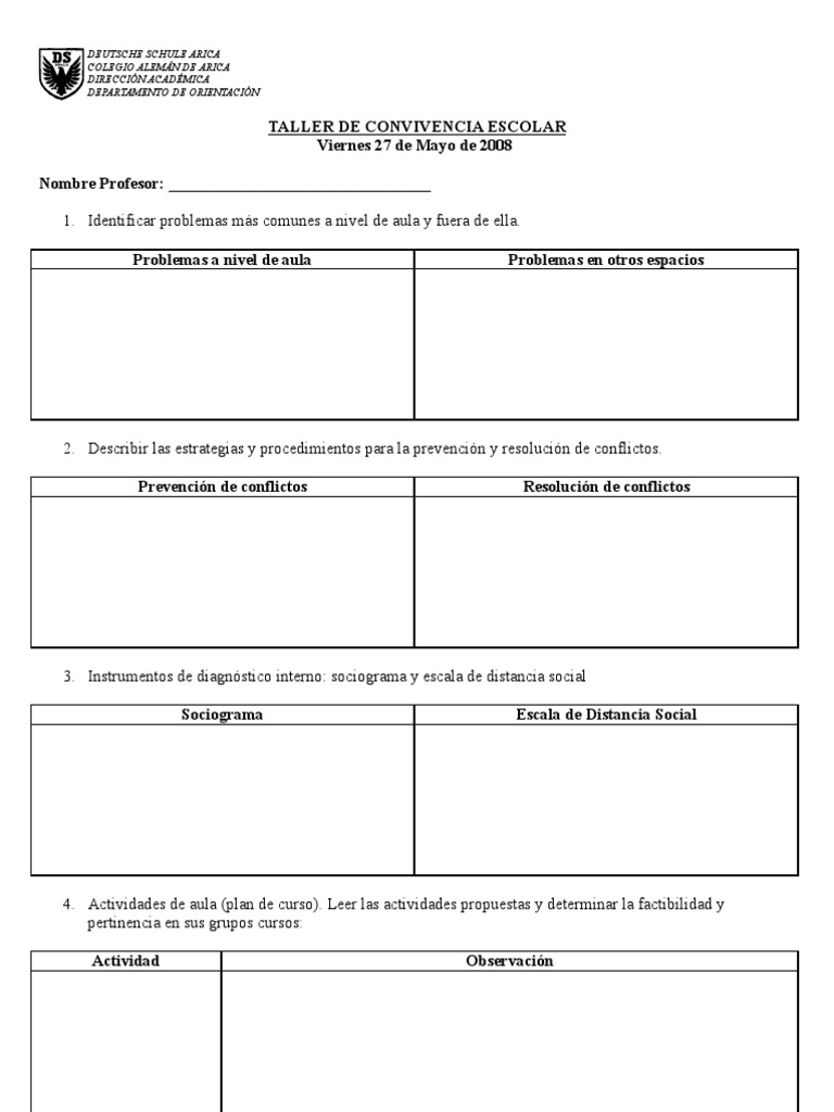 Taller de Convivencia Escolar | PDF