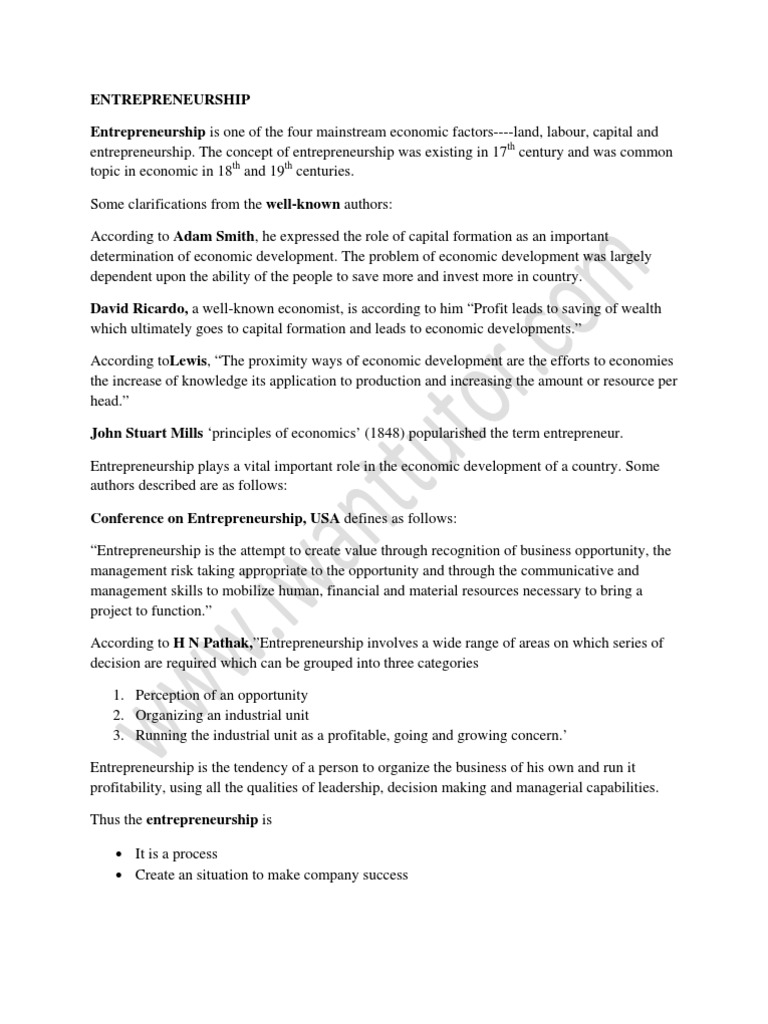 essay about what is entrepreneurship