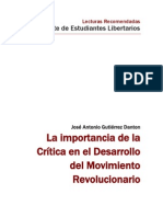 La importancia de la critica en el desarrollo del movimiento revolucionario - José A gutierrez