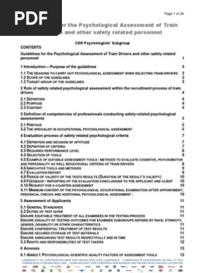 Guidelines for Psychological Assessment Train Drivers CERPsychologistsSubgroup2010