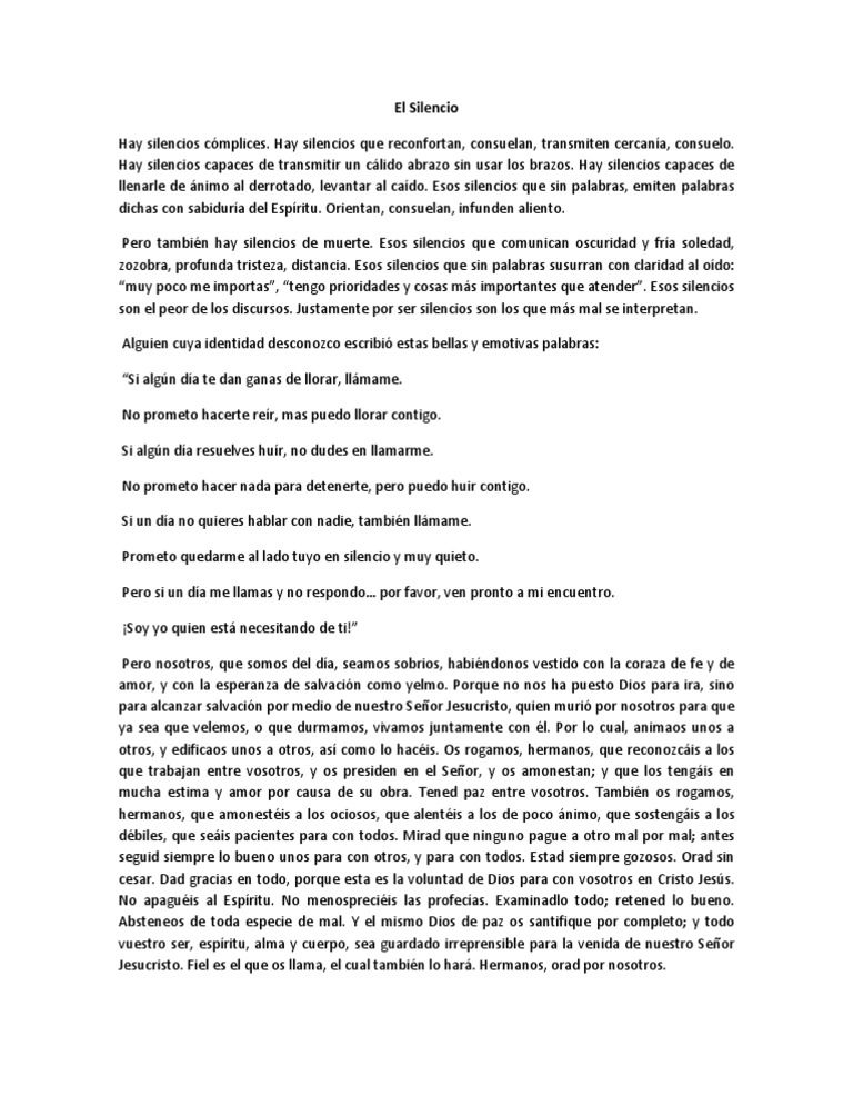El Poder del Silencio y la Fe | PDF | Salvación | Amor
