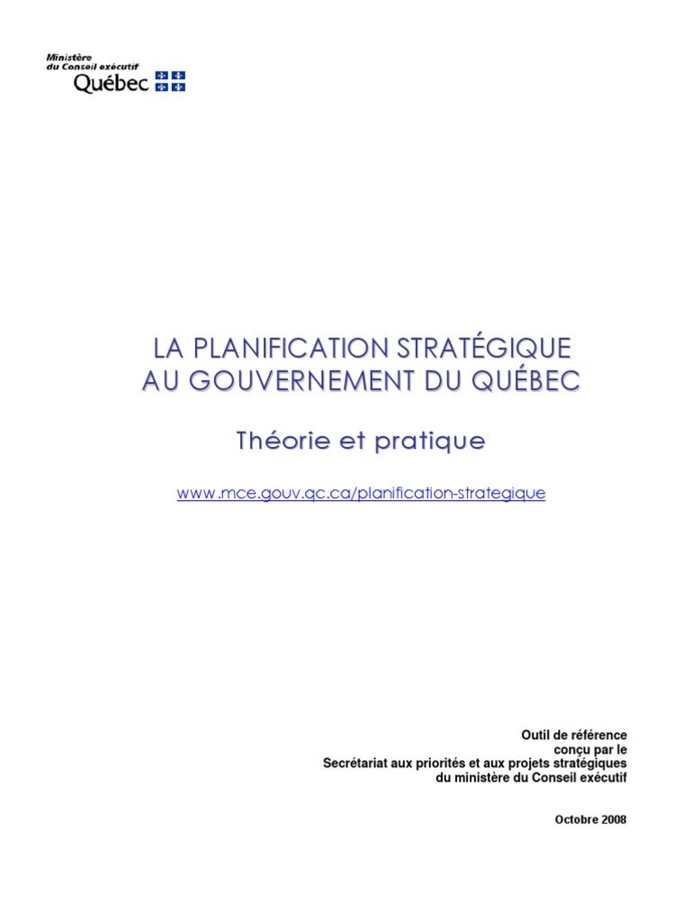 Planification Strategique Gouvernement Quebec | PDF | Stratégie ...