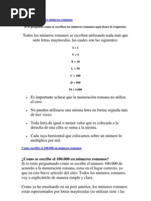 Como Se Escriben Los Numeros Romanos Del 1 Al Millon Ciencia