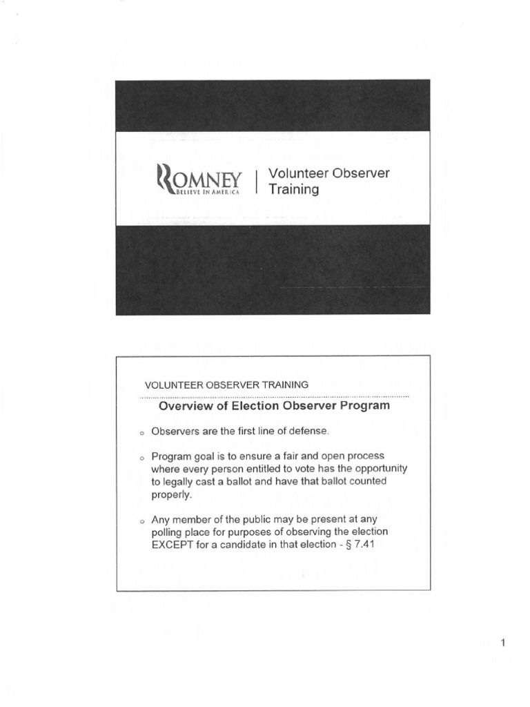 Romney Volunteer Observer Training | PDF