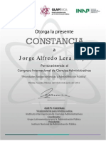 Jorge Lera. Constancia Asistencia Congreso IICA 2012. 18-22 Jun