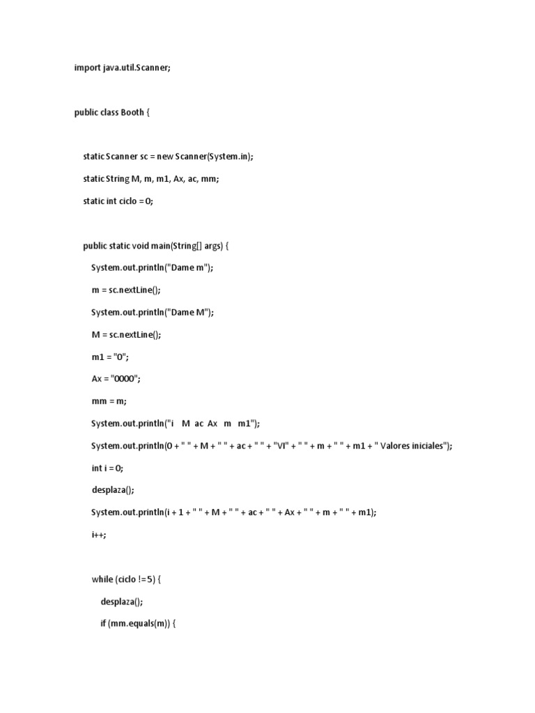 Algoritmo de Booth Java | PDF