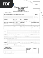 AIU Student Application Form