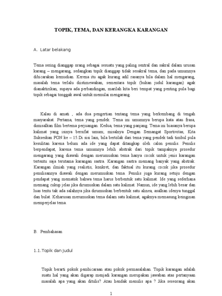 Contoh Kerangka Karangan Ilmiah Mosaicone