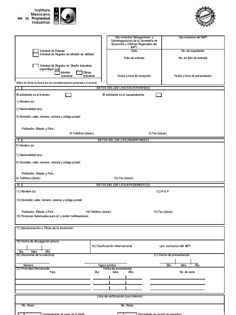 Solicitud de PatentesFormato Patentar Información del gobierno